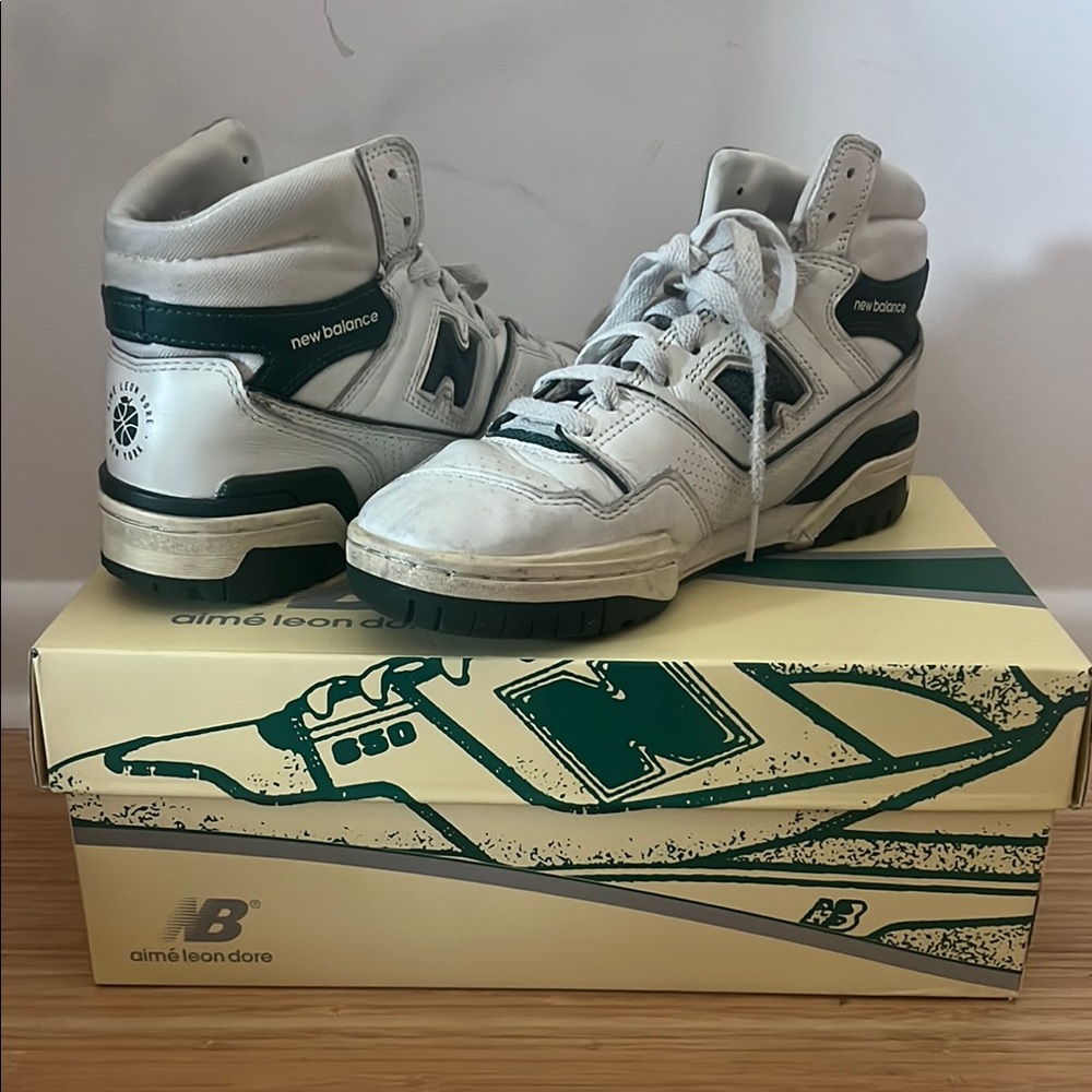 New Balance ALD 650 White and Green High-Top Sneakers
